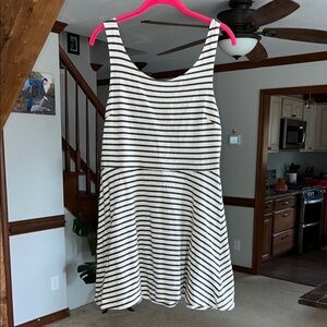 AE American Eagle Black and White Striped Skater Dress